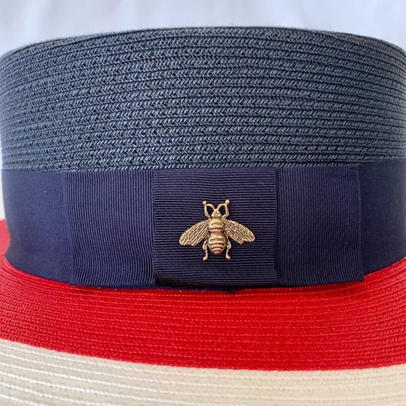Gucci Papier Wide Brim Hat in Blue Red White. NEW - Picture 11 of 15